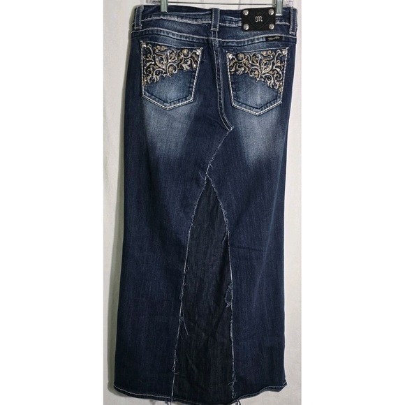 Miss Me JP5358B3 Jean Denim Pencil Maxi Skirt Women's 32 Distressed‎ Upcycled - Picture 4 of 8
